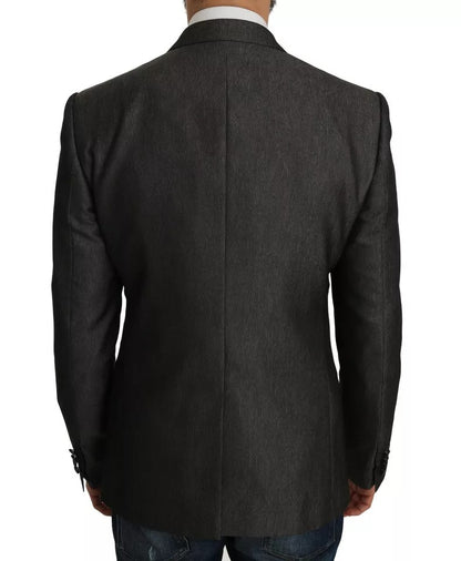 Dolce & Gabbana Fantasy Men's Single Breasted Polyester Silk Rayon & Wool Blazer - Gray Patterned