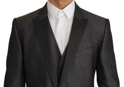 Dolce & Gabbana Fantasy Men's Single Breasted Polyester Silk Rayon & Wool Blazer - Gray Patterned
