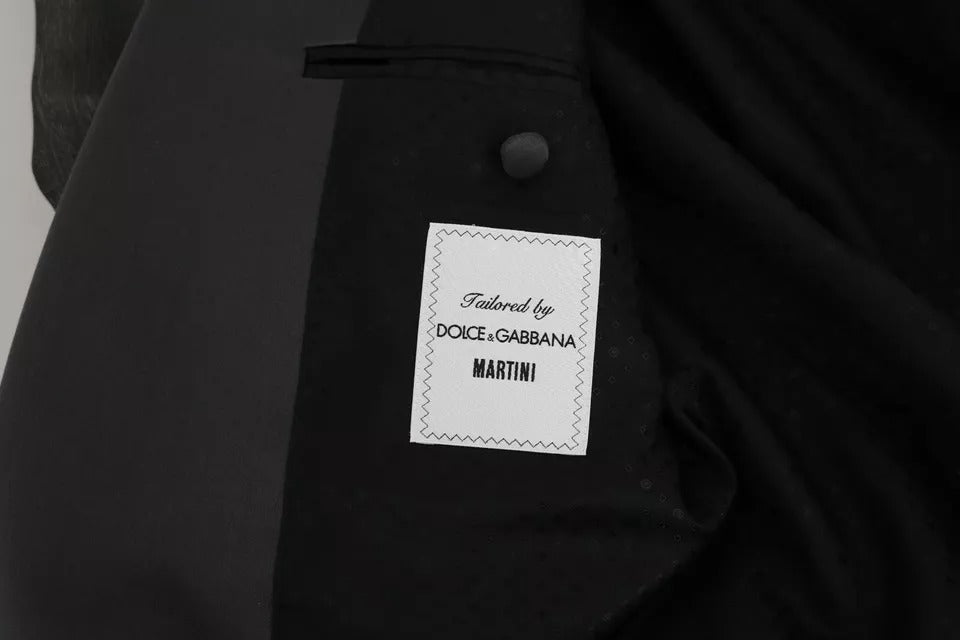 Dolce & Gabbana Fantasy Men's Single Breasted Polyester Silk Rayon & Wool Blazer - Gray Patterned