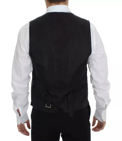 Dolce & Gabbana Unisex Single Breasted Polyester Silk & Wool Vest - Black