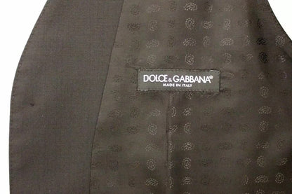 Dolce & Gabbana Unisex Single Breasted Polyester Silk & Wool Vest - Black