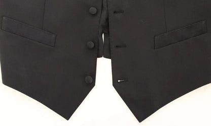 Dolce & Gabbana Unisex Single Breasted Polyester Silk & Wool Vest - Black