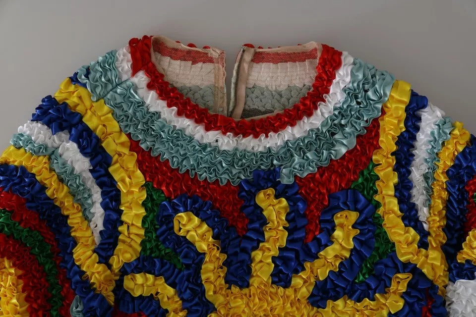 Dolce & Gabbana Multicolor Sun Ruffled Top Oversize Sweater