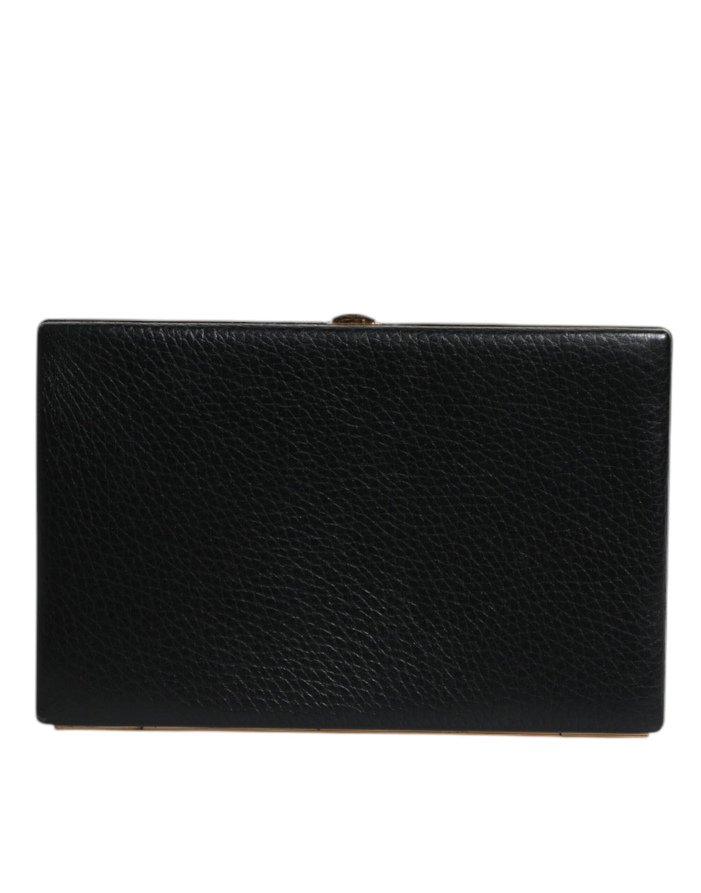 Evening Box Clutch Handbag by Dolce & Gabbana for women in goat leather & aluminium black & gold features an sculptural silhouette, showcasing a secure and sculptural cardholder with versatile for a sophisticated look.