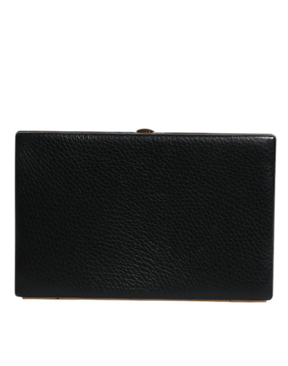 Evening Box Clutch Handbag by Dolce & Gabbana for women in goat leather & aluminium black & gold features a sculptural silhouette with a secure , organized cardholder, and versatile for a sculptural finish.