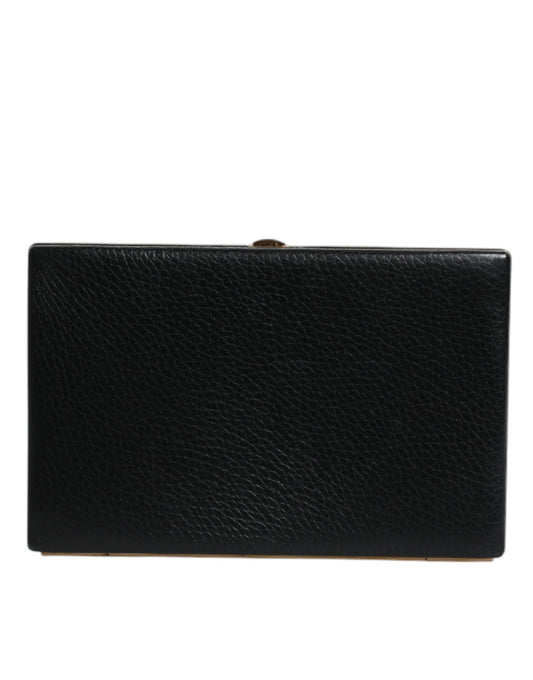 Evening Box Clutch Handbag by Dolce & Gabbana for women in goat leather & aluminium black & gold features a sculptural silhouette with a secure , organized cardholder, and versatile for a sculptural finish.