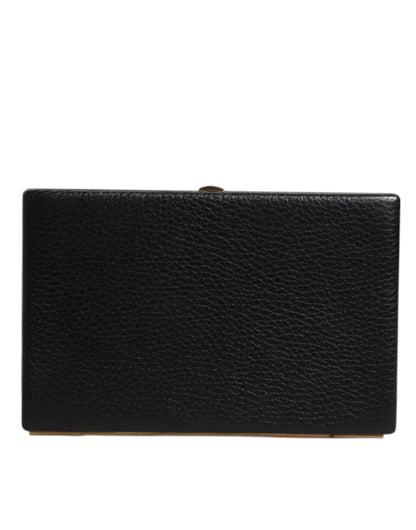 Evening Box Clutch Handbag by Dolce & Gabbana for women in goat leather & aluminium black & gold showcases a sculptural silhouette, featuring a secure , ample cardholder, and versatile for a sculptural aesthetic.