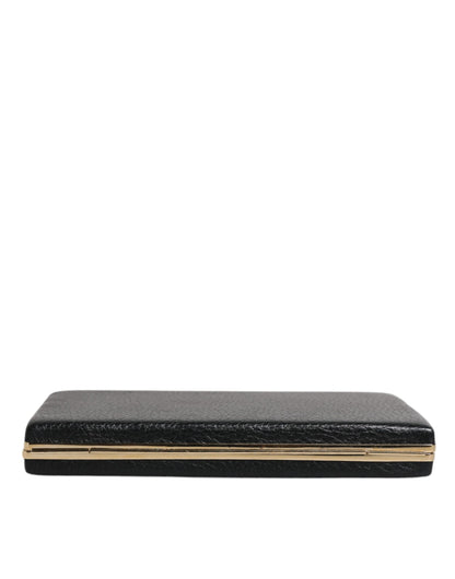 Evening Box Clutch Handbag by Dolce & Gabbana for women in goat leather & aluminium black & gold features a sculptural silhouette with a secure , organized cardholder, and versatile for a sculptural finish.