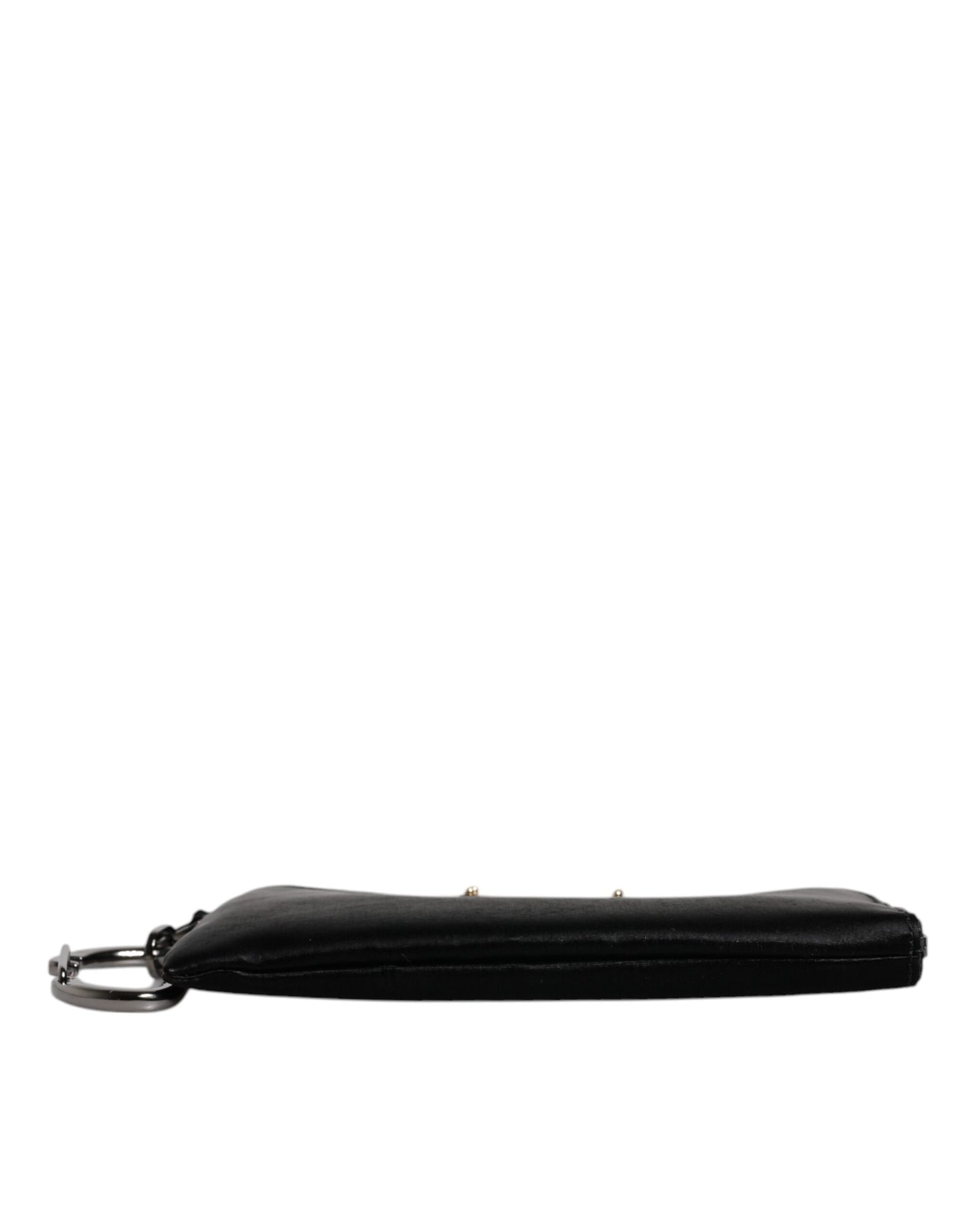 Pouch Clutch Handbag by Dolce & Gabbana for men in calfskin leather & nylon black, gold & silver features a architectural silhouette, showcasing a secure zipper, ample , and versatile for a architectural finish.