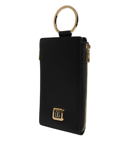 Cardholder Wallet by Dolce & Gabbana for women in leather black presents a streamlined silhouette, showcasing the sophisticated design of the Leather Cardholder Wallet collection with functional card-organization coin-purse.