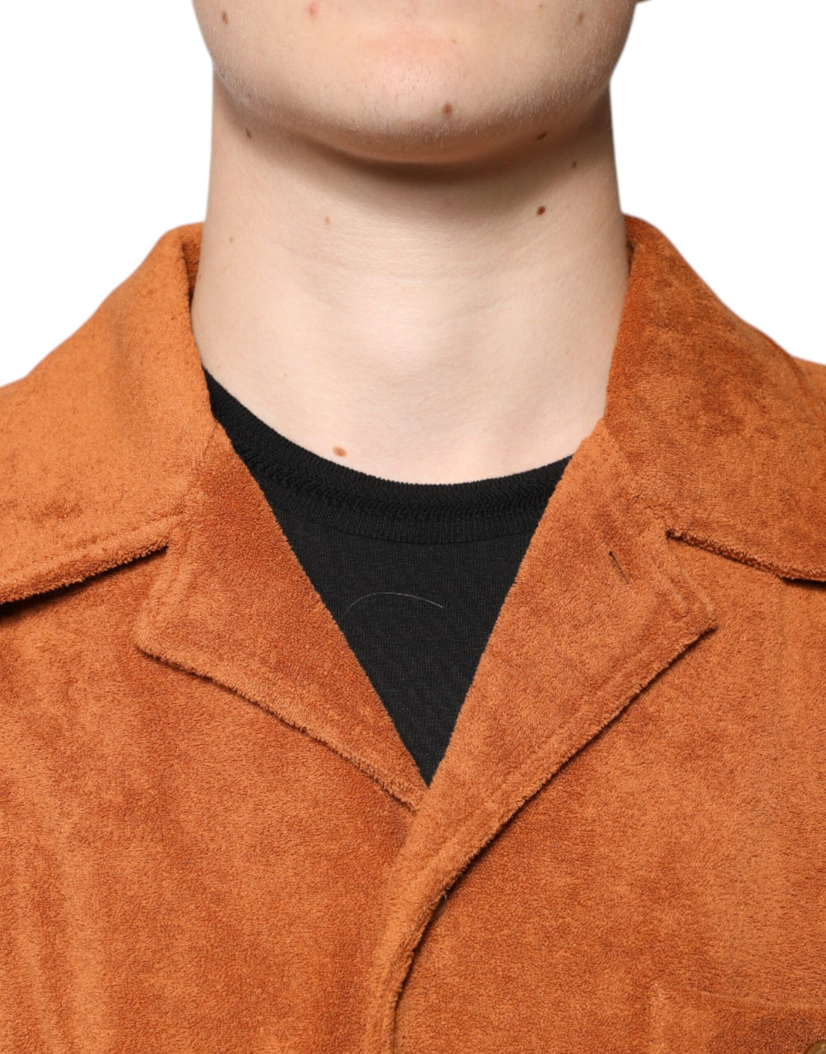 Dolce & Gabbana Hazel Men's Regular Fit Short-Sleeve Velvet Cotton Shirt - Brown