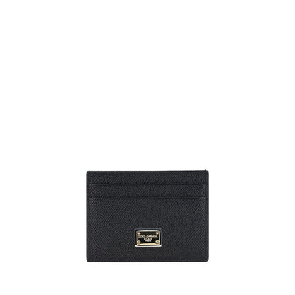 Cardholder Wallet by Dolce & Gabbana for women in calfskin leather black showcases a discerning silhouette, artfully capturing the essence of Calfskin Leather Cardholder Wallet with its functional card-organization compact-design.