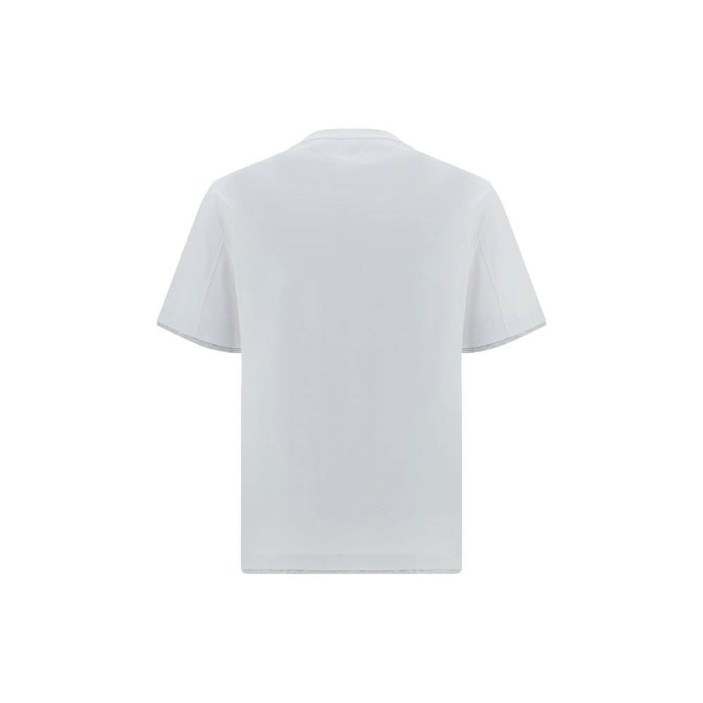 T-Shirt by Brunello Cucinelli for men in cotton white & patterned showcases a chic silhouette, artfully detailed with a chic and for a chic finish.