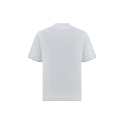 T-Shirt by Brunello Cucinelli for men in cotton white & patterned showcases a chic silhouette, artfully detailed with a chic and for a chic finish.