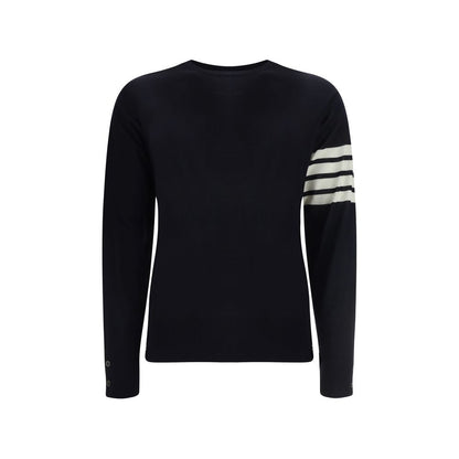 Sweatshirt by Thom Browne for men in wool blue, patterned & striped presents a smart casual silhouette, featuring a smart casual crew neckline and for a sophisticated look.