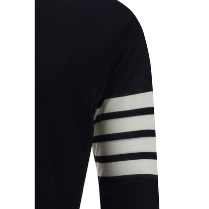 Sweatshirt by Thom Browne for men in wool blue, patterned & striped features an enviable silhouette, showcasing a premium and refined crew neckline for a truly enviable finish.