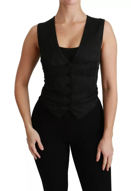 Vest by Dolce & Gabbana for women in silk nylon polyester & lace black features a chic silhouette, expertly detailed with a refined and premium for a truly chic look.