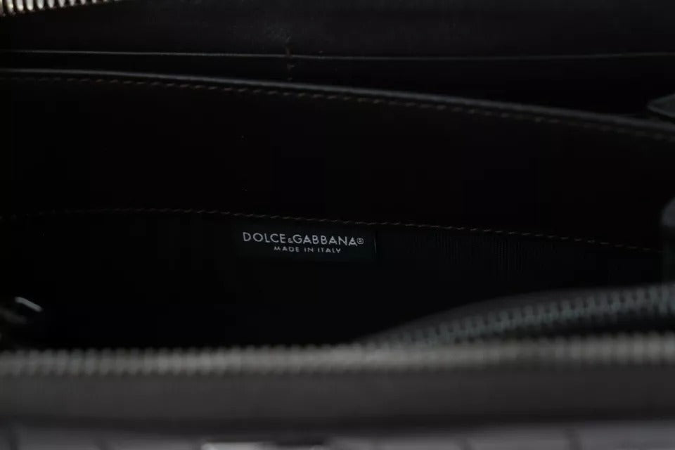 Cardholder Wallet by Dolce & Gabbana for men in exotic leather brown showcases a refined silhouette, artfully capturing the essence of the refined Exotic Leather Cardholder Wallet design with functional card-organization zip-around coin-purse.
