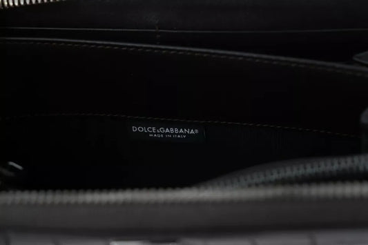 Cardholder Wallet by Dolce & Gabbana for men in exotic leather brown showcases a refined silhouette, artfully capturing the essence of the refined Exotic Leather Cardholder Wallet design with functional card-organization zip-around coin-purse.