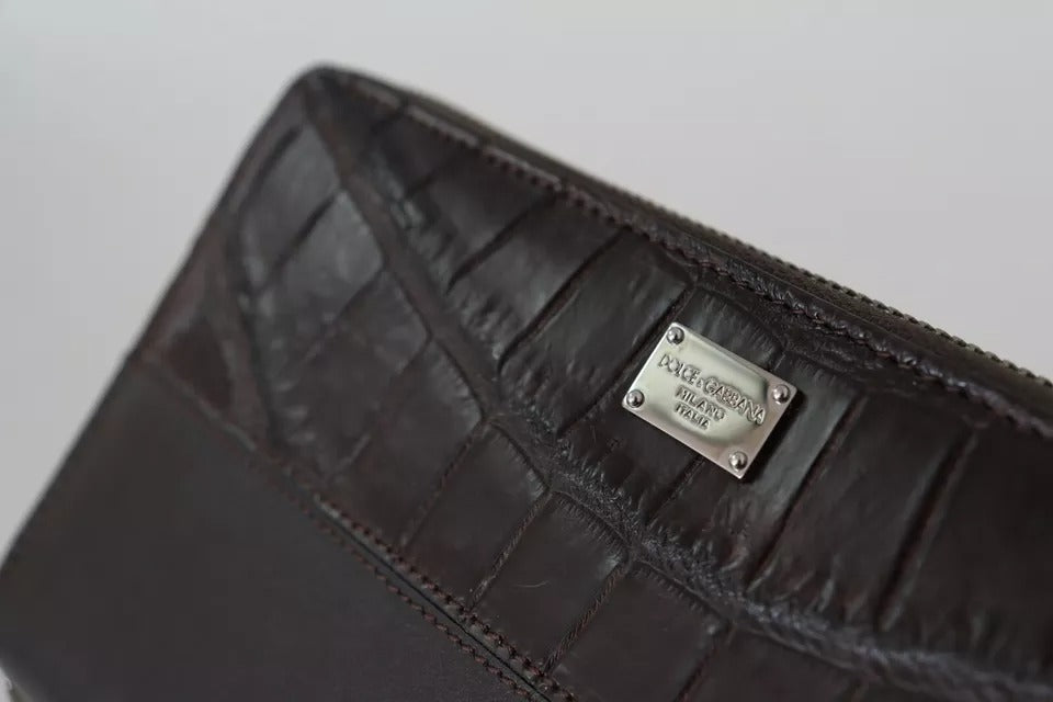 Cardholder Wallet by Dolce & Gabbana for men in exotic leather brown presents a architectural silhouette from the Exotic Leather Cardholder Wallet collection, showcasing architectural card-organization zip-around coin-purse for a architectural finish.