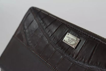 Cardholder Wallet by Dolce & Gabbana for men in exotic leather brown presents a architectural silhouette from the Exotic Leather Cardholder Wallet collection, showcasing architectural card-organization zip-around coin-purse for a architectural finish.