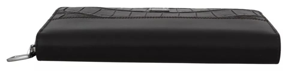Cardholder Wallet by Dolce & Gabbana for men in exotic leather brown presents a streamlined silhouette, showcasing the sophisticated design of the Exotic Leather Cardholder Wallet collection with functional card-organization zip-around coin-purse.