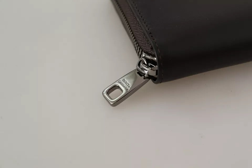 Cardholder Wallet by Dolce & Gabbana for men in exotic leather brown showcases a discerning silhouette, artfully capturing the essence of Exotic Leather Cardholder Wallet with its functional card-organization zip-around coin-purse.