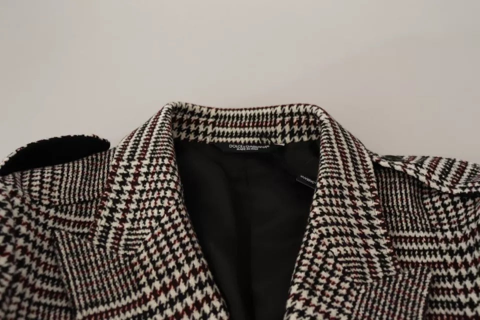 Dolce & Gabbana Men's Acrylic Cotton Nylon & Wool Trench Coat - Gray Patterned Plaid