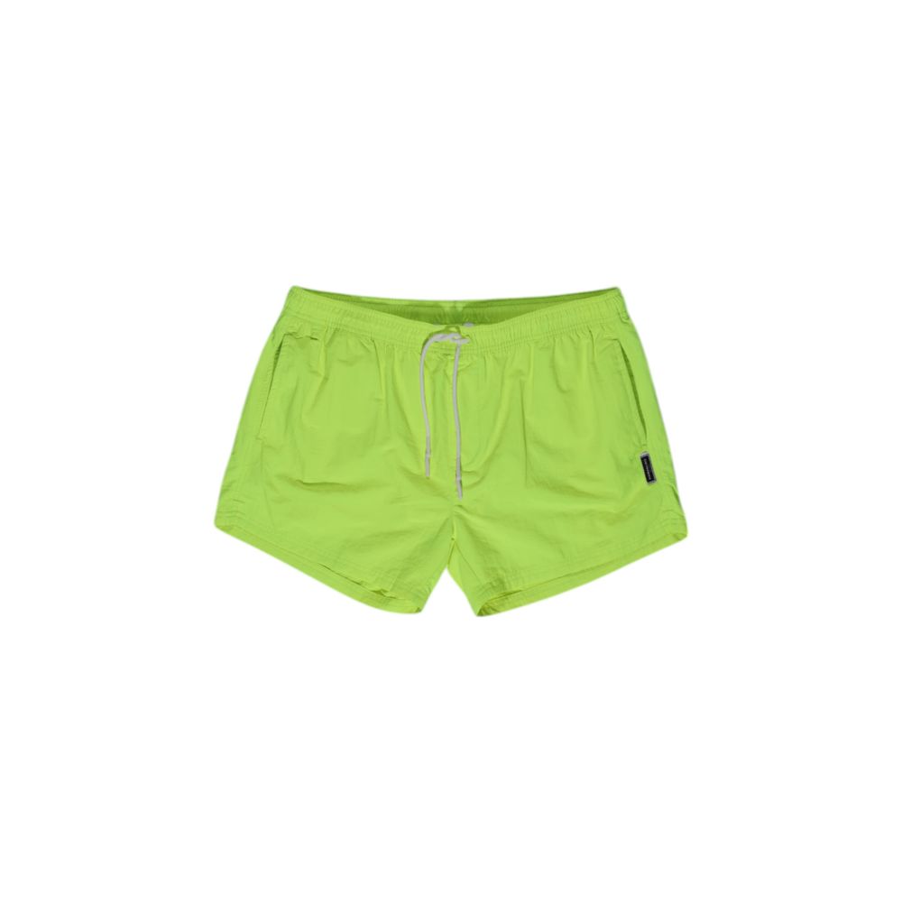 Swimwear by Hamaki-Ho for men in polyester yellow features an resort ready silhouette that elegantly defines the Men's Polyester Swimwear with a sophisticated cut and resort ready finish.