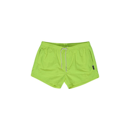 Swimwear by Hamaki-Ho for men in polyester yellow features an resort ready silhouette that elegantly defines the Men's Polyester Swimwear with a sophisticated cut and resort ready finish.