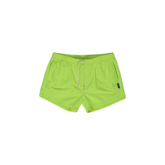 Swimwear by Hamaki-Ho for men in polyester yellow features an resort ready silhouette that elegantly defines the Men's Polyester Swimwear with a sophisticated cut and resort ready finish.