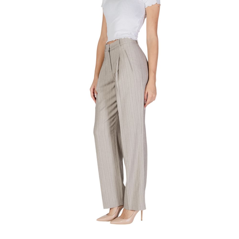 Vero Moda Gray Pinstripe Women's Polyester Trousers