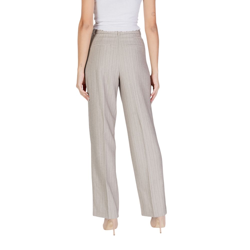 Vero Moda Gray Pinstripe Women's Polyester Trousers