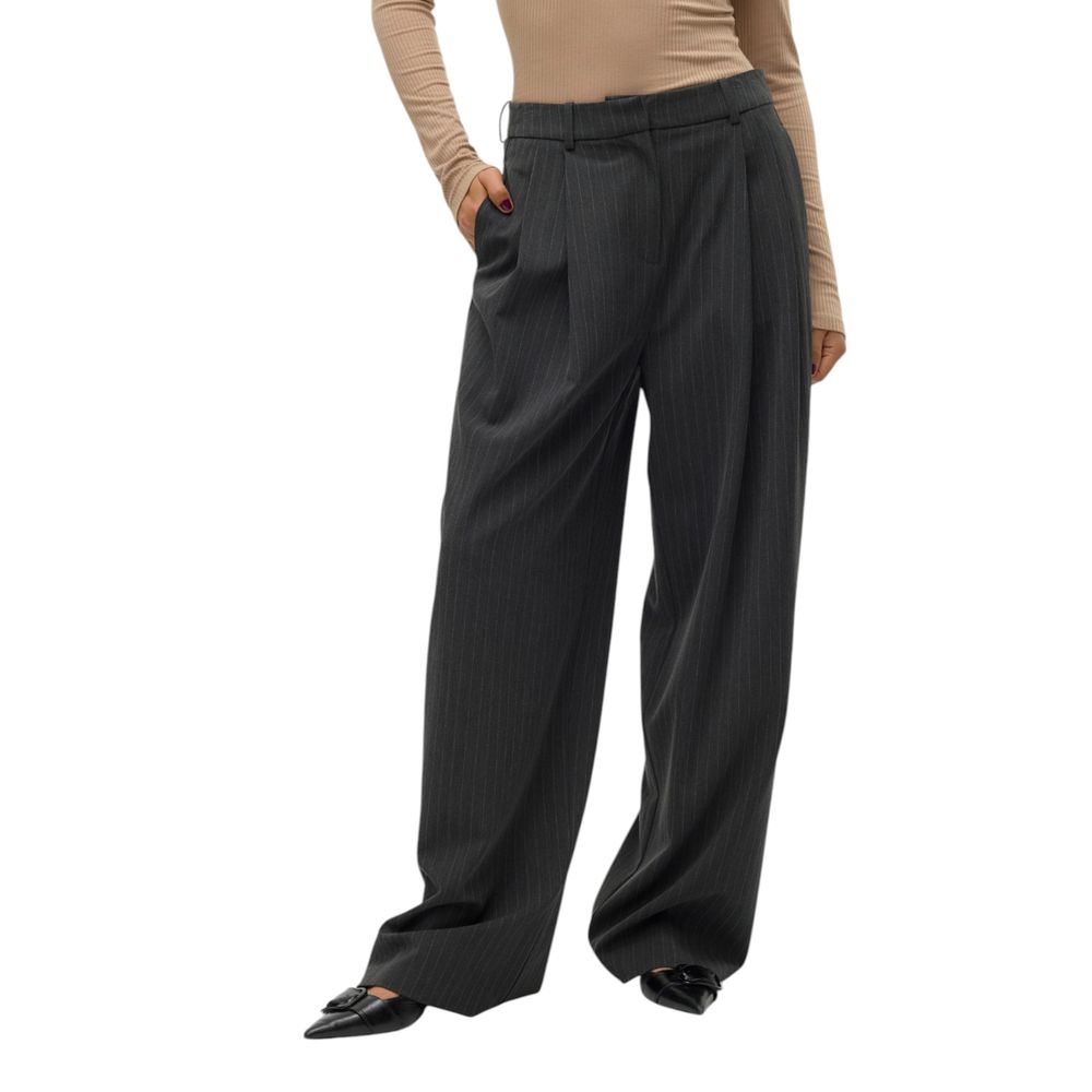 Vero Moda Dark Gray Polyester Wide Leg Pants