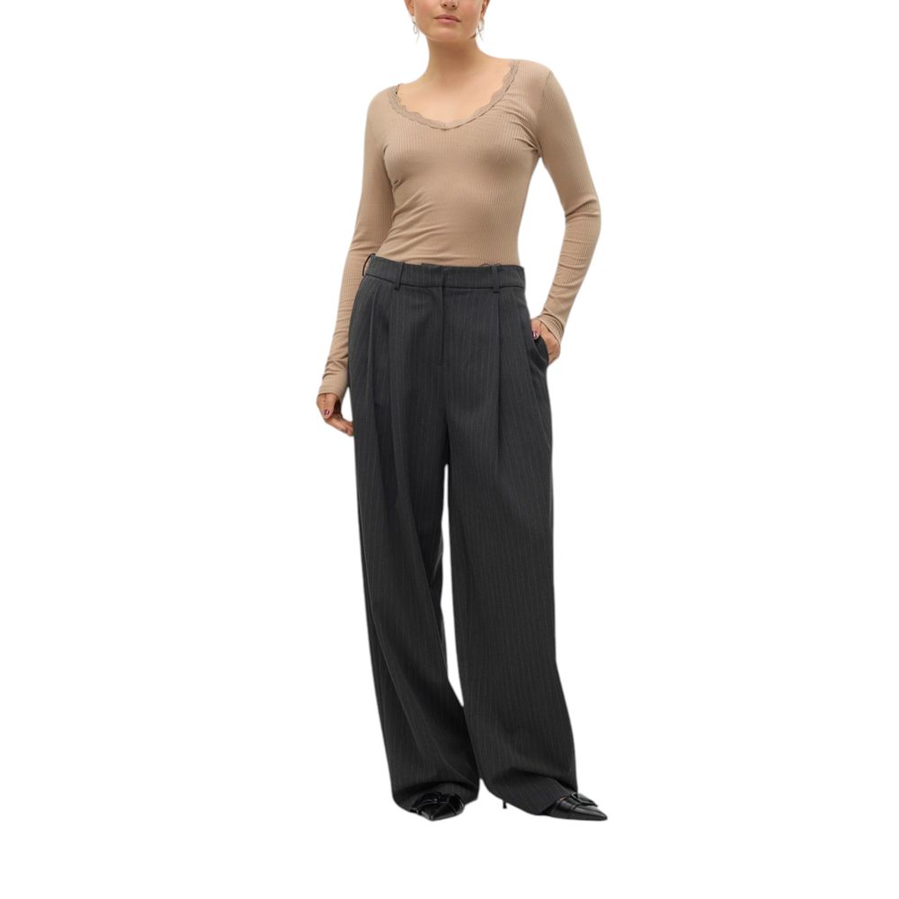 Vero Moda Dark Gray Polyester Wide Leg Pants