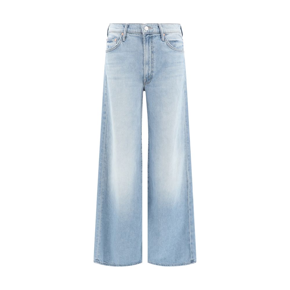 Jeans by Mother Denim for women in denim cotton light-blue features a polished silhouette with a polished relaxed-fit, regular-fit & wide, reaching a polished long and finished with a polished high rise.