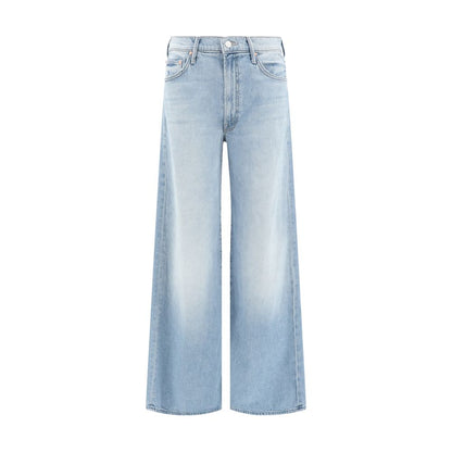 Jeans by Mother Denim for women in denim cotton light-blue features a polished silhouette with a polished relaxed-fit, regular-fit & wide, reaching a polished long and finished with a polished high rise.
