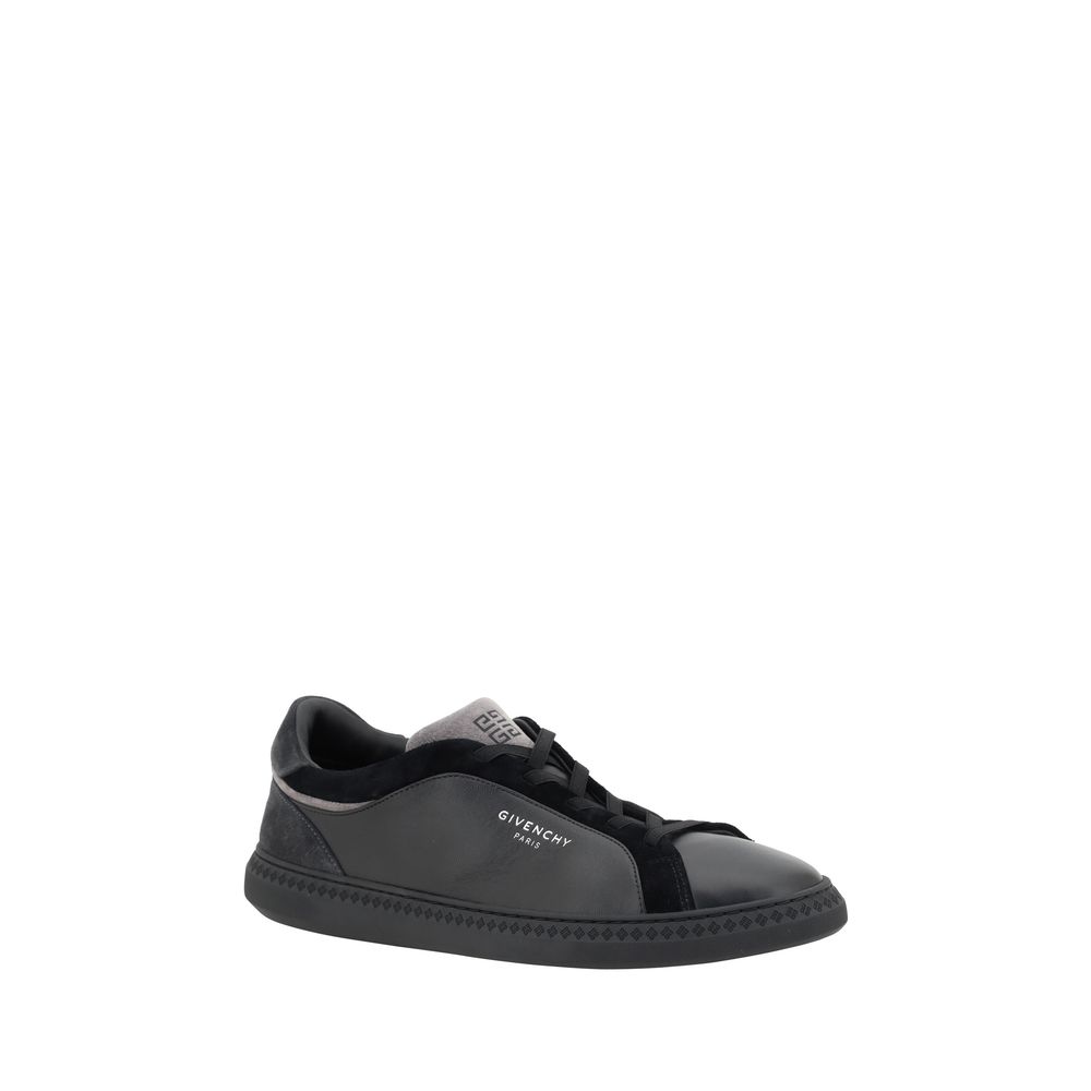 Sneakers by Givenchy for men in leather black & monogram features an opulent silhouette from the Men's Fashion Leather Sneakers collection, showcasing a signature fashion style with an opulent finish.