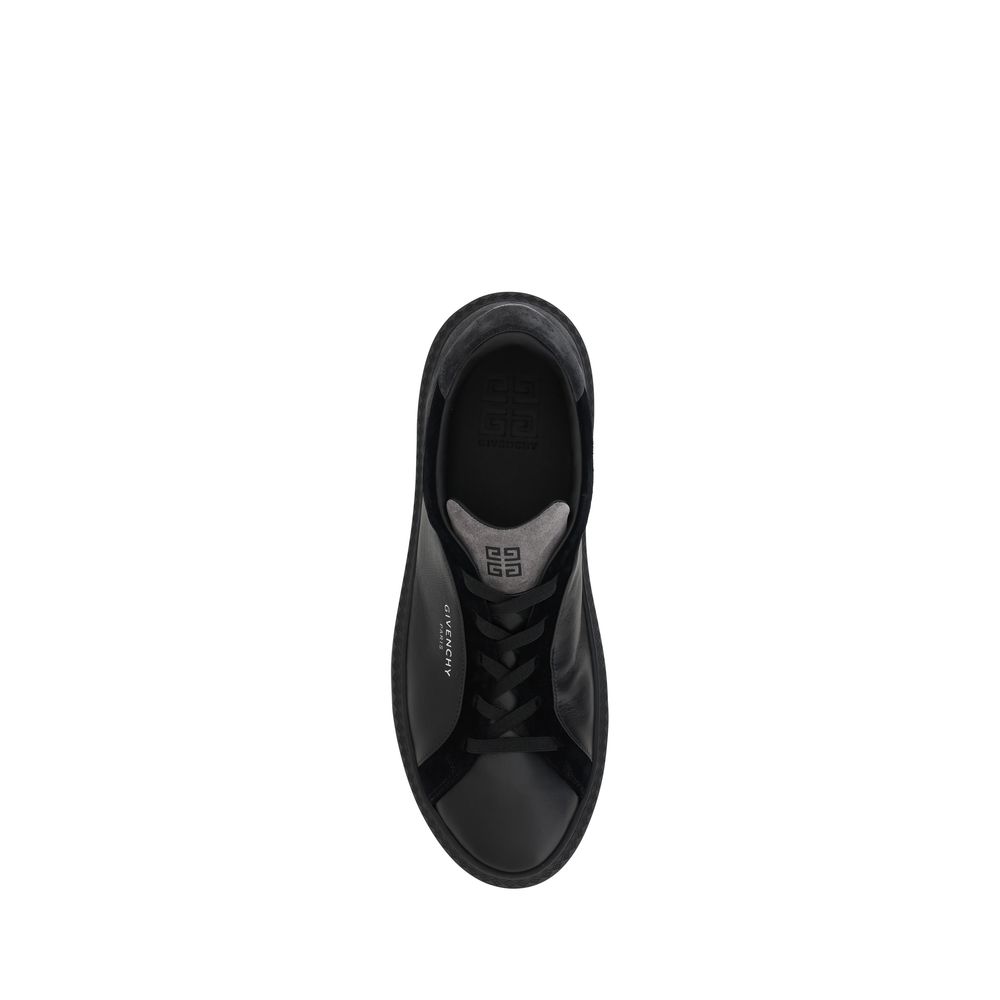 Sneakers by Givenchy for men in leather black & monogram presents a sumptuous silhouette from the Men's Fashion Leather Sneakers collection, showcasing a sumptuous fashion style for an elevated aesthetic.