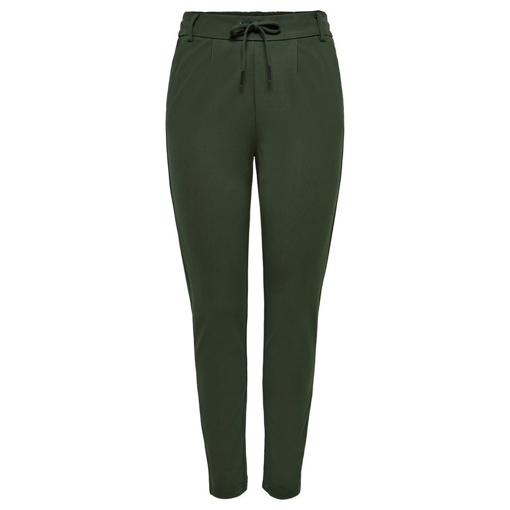 Trousers by Only for women in stretch viscose & nylon green presents a perennial silhouette, meticulously tailored with a wide cut, long finish, and an elegant .