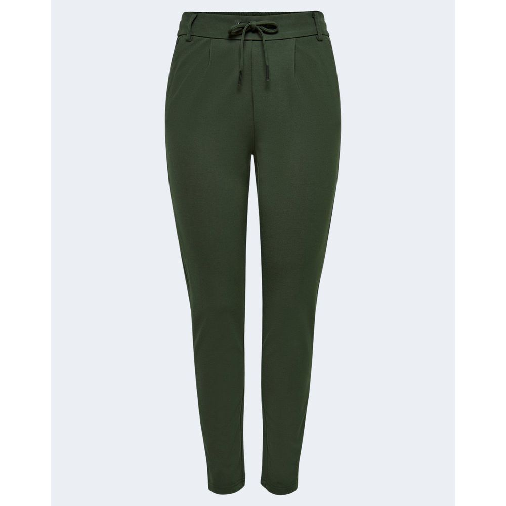 Trousers by Only for women in stretch viscose & nylon green features a tailored silhouette with a tailored wide, defined by its long and a sophisticated .