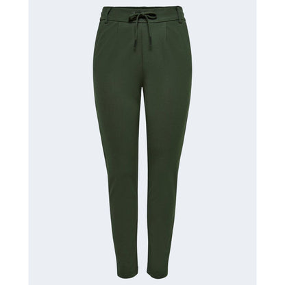 Trousers by Only for women in stretch viscose & nylon green features a tailored silhouette with a tailored wide, defined by its long and a sophisticated .