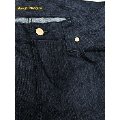 Jeans by Nudie Jeans for men in denim cotton blue & signature features an sartorial straight-leg and long with a cut for a sartorial finish.