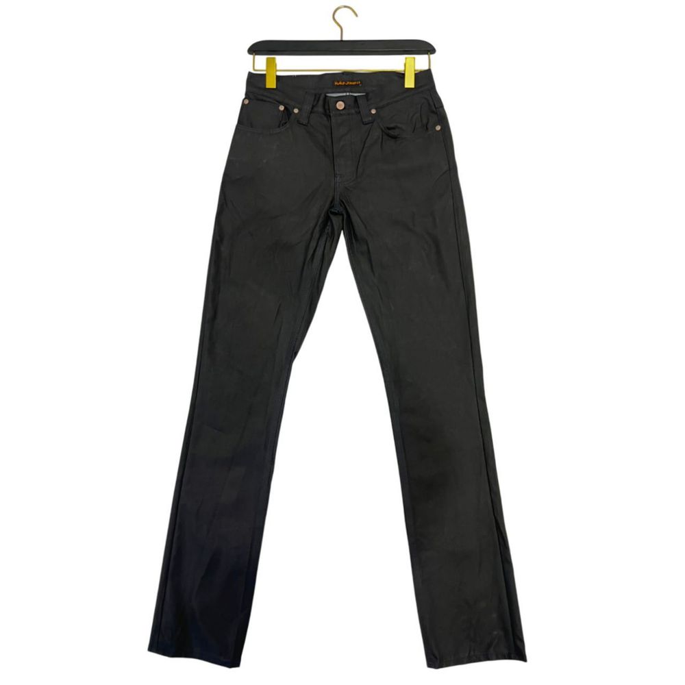 Jeans by Nudie Jeans for men in denim cotton black & signature features a refined silhouette with a refined , defined by a and a refined long for a refined finish.