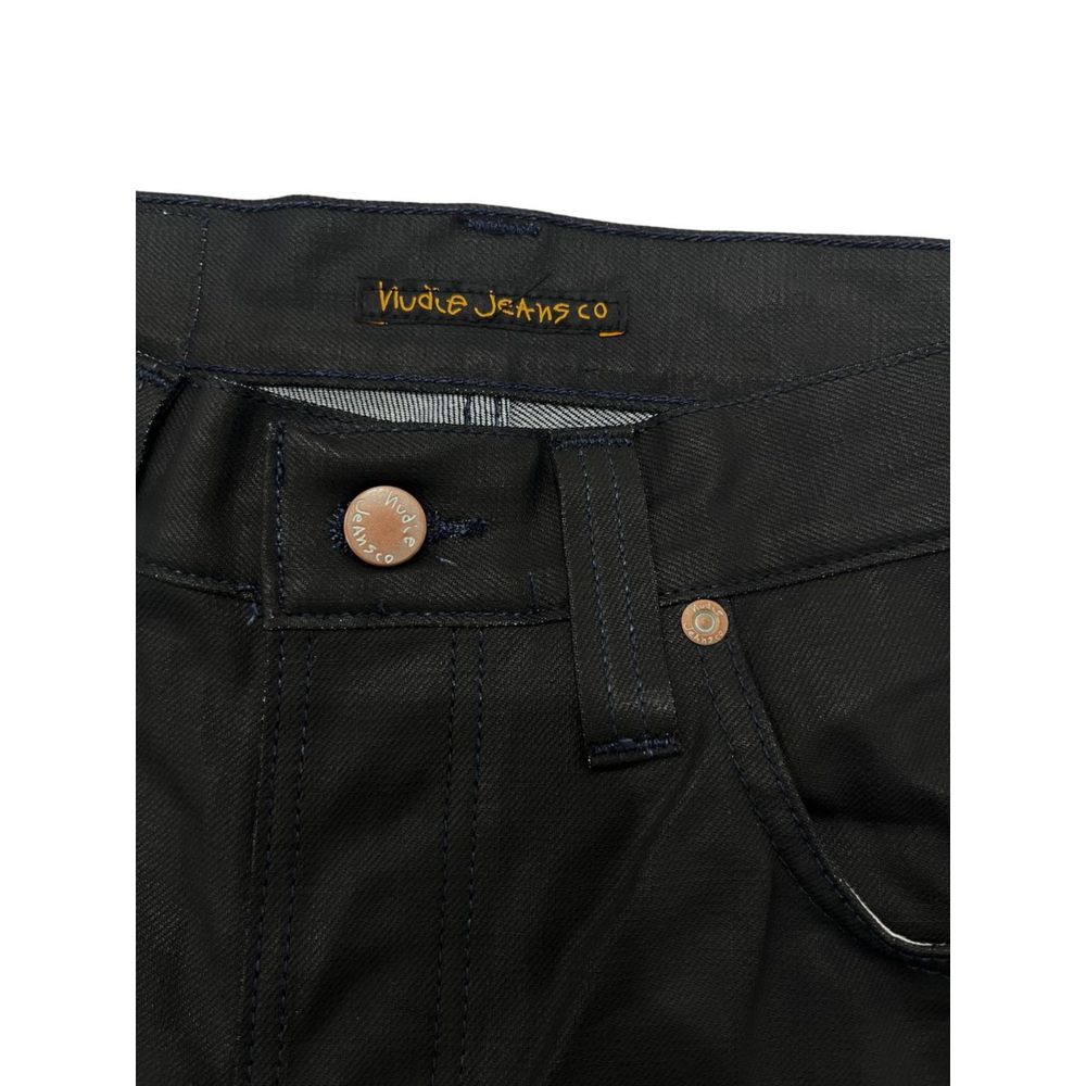Jeans by Nudie Jeans for men in denim cotton black & signature features a polished silhouette with a polished , reaching a polished long and finished with a polished .