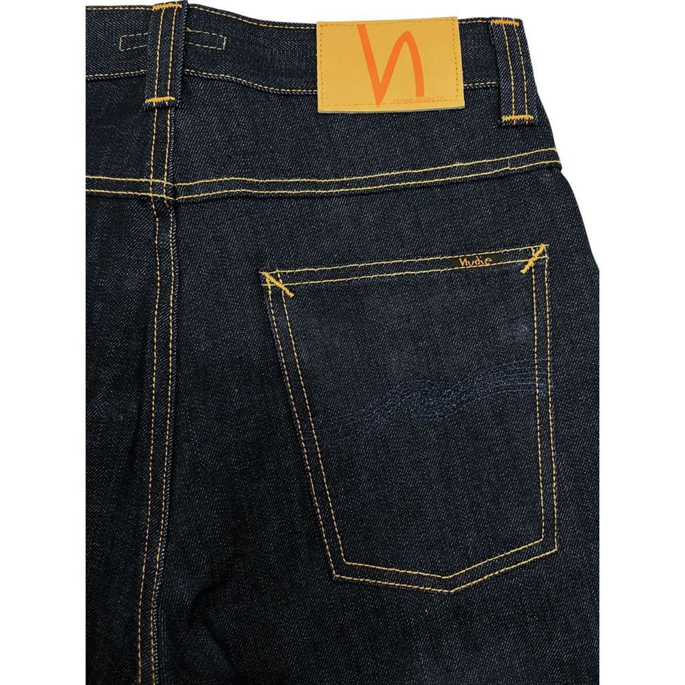 Jeans by Nudie Jeans for men in denim cotton blue & signature features a polished silhouette with a polished flared, reaching a polished long and finished with a polished .