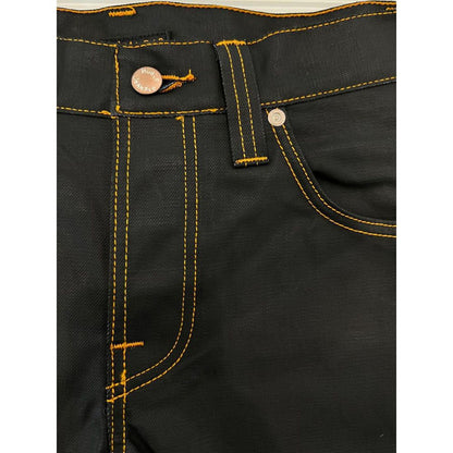 Jeans by Nudie Jeans for men in denim cotton black features an sartorial and long with a cut for a sartorial finish.