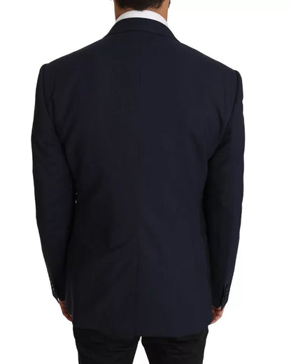 Dolce & Gabbana Men's Single Breasted Wool Viscose Cupro & Acetate Blazer - Blue