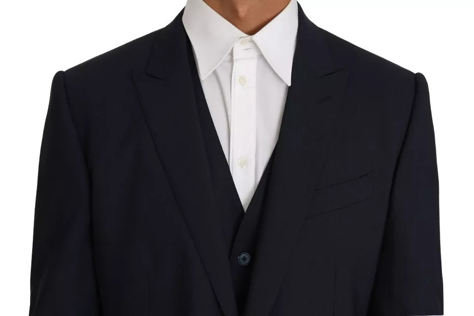 Dolce & Gabbana Men's Single Breasted Wool Viscose Cupro & Acetate Blazer - Blue