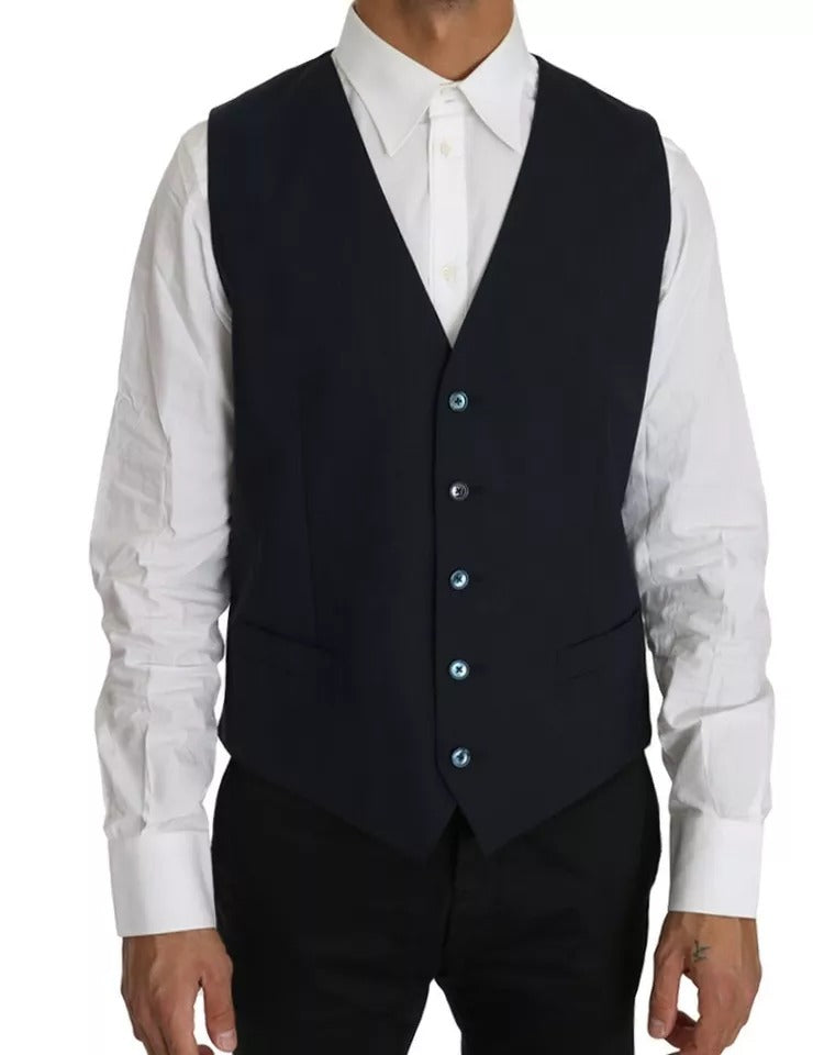 Dolce & Gabbana Men's Single Breasted Wool Viscose Cupro & Acetate Blazer - Blue